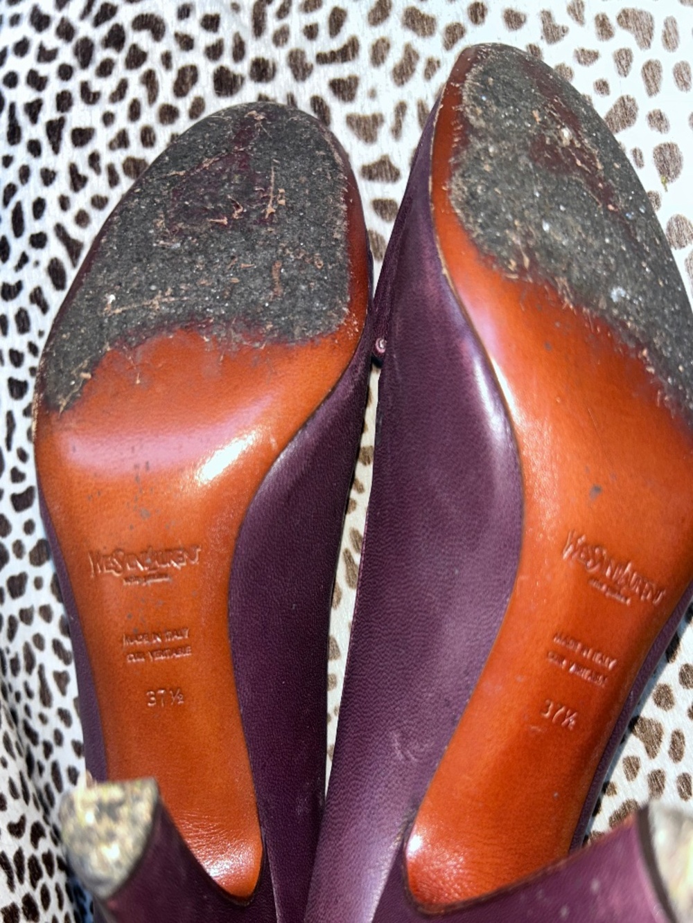 YSL Yves saint Laurent purple women's leather pump shoes 7 1/2 - Picture 6 of 6